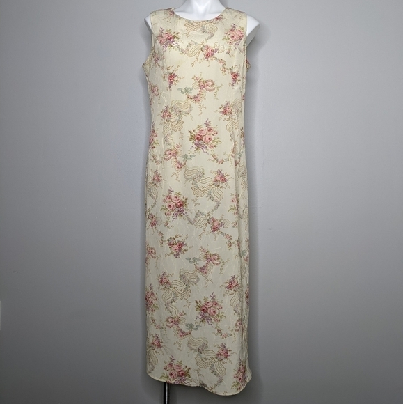 ✨3/$15 Vintage R&K Originals crinkle fabric floral maxi dress 12 - Picture 2 of 8